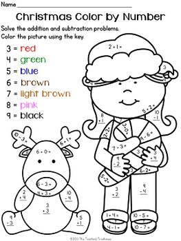 FREE Christmas Color by Num by The Teaching Treehouse 
