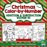 FREE Christmas Color by Number, Addition & Subtraction Within 10