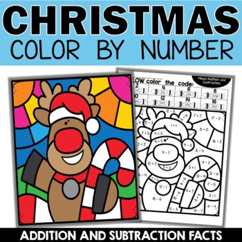 Preview of Christmas Color by Number Addition and Subtraction
