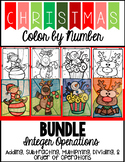 Christmas Color by Number - Integer Operations BUNDLE