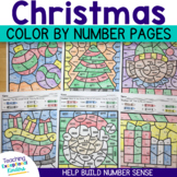 Christmas Color by Number Kindergarten Math Worksheets