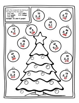Christmas Color by Number Multiplication 2-Digit 3rd Christmas Math 3rd