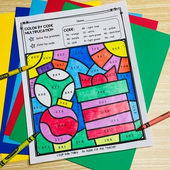 Christmas Color by Number Multiplication Coloring Pages | TPT