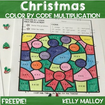 Preview of Christmas Color by Number Multiplication Facts Freebie