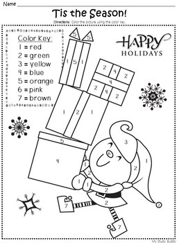 Christmas Color by Number: Numbers 1-20 (Kindergarten, Christmas Math)