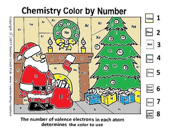 Preview of Christmas Chemistry Color by Number - by Valence Electrons