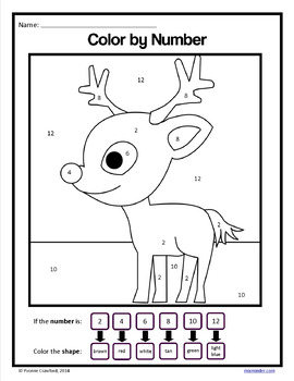 Christmas Color by Number – The Mouse and the Reindeer – Tim's Printables