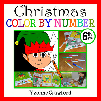 Preview of Christmas Color by Number (sixth grade)  Color by Decimals | Math Enrichment
