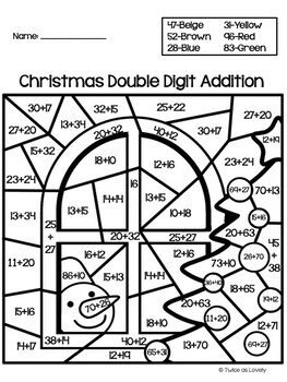 Christmas Color by Numbers Double Digit Addition&Subtraction AMERICAN ...