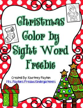 Preview of Christmas Color by Sight Word Freebie