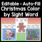 Christmas Color by Sight Word or Code - Editable Auto Fill