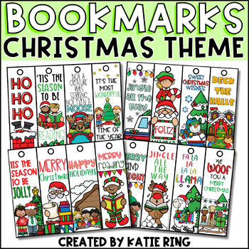 Preview of Christmas Colorful Bookmarks to Color - December Student Gifts