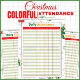 Christmas Colorful Student Attendance Sheet Gradebook Prin