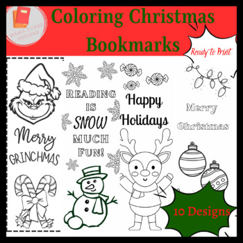 Christmas Coloring Bookmarks, Books Coloring Bookmarks, Bookmarks For Kids