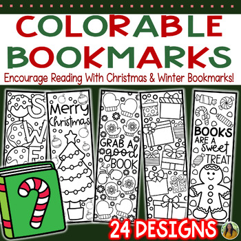 Preview of Christmas Coloring Bookmarks | Colorable Bookmarks for Christmas and Winter