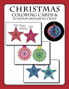 Christmas Coloring Cards & 3D Popup Ornament Craft by Marine Science