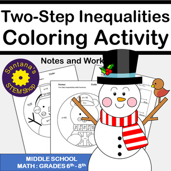Preview of Christmas Coloring Math Activity: Solving Two-Step Inequalities Problems