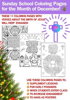 Christmas Coloring: December Sunday School Bible Verse Coloring Pages!