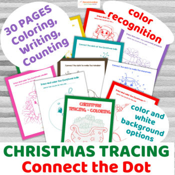 Preview of Christmas Coloring Math - Dot-to-Dot and More