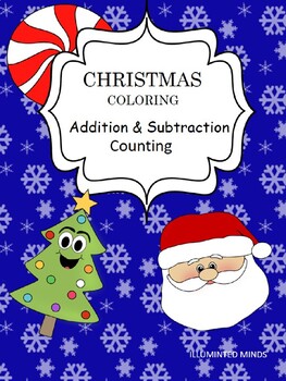 Preview of Christmas Coloring No Prep Addition, Subtraction, Counting Free Version
