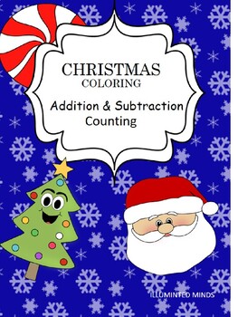 Preview of Christmas Coloring No Prep Addition, Subtraction, Counting