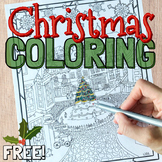 Christmas Village Winter Coloring Page Freebie