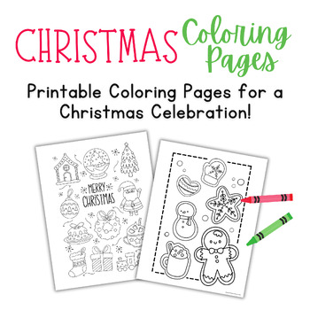 Preview of Christmas Coloring Page - Holiday, Gingerbread Cookies, Santa -  FREEBIE!