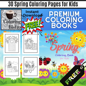 Preview of Spring Coloring Pages - Free Printable Kids April May June for Springtime-PDF