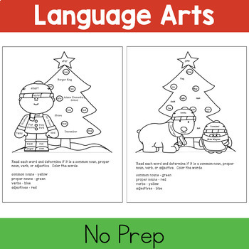 Christmas Coloring Pages: Addition and Language Arts by KdgTeacherAbc