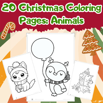 Preview of Christmas Coloring Pages Book: Animals Christmas Winter Coloring Pages