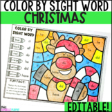 Christmas Coloring Pages, Color By Sight Word Editable, Ch