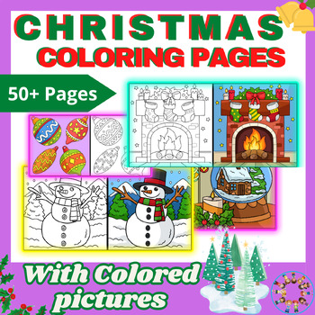 Preview of Christmas Coloring Pages/ December Coloring Activity/ 53 colored pictures.