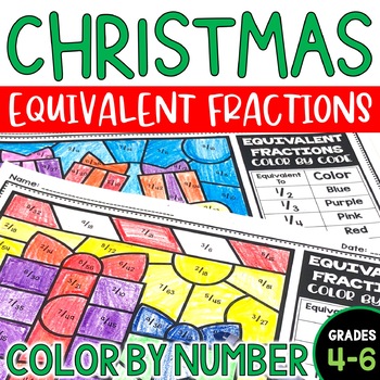 Preview of Christmas Coloring Pages Equivalent Fractions Color by Number