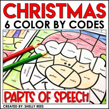 Preview of Christmas Coloring Pages | Parts of Speech| Christmas Color by Number Sheets