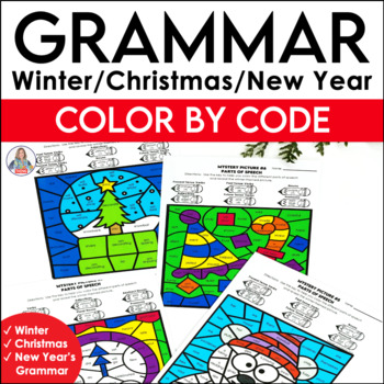 Preview of Christmas Coloring Pages & Parts of Speech Worksheets for Grammar Practice