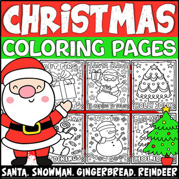 Preview of Christmas Coloring Pages: Santa, Snowman, Gingerbread, Reindeer, Elf, & More