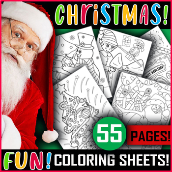 Preview of Christmas Coloring Pages Sheets | 55 Christmas Colouring Pages of Fun! SALE!