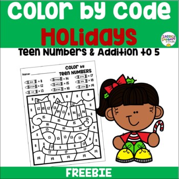 Preview of Christmas Coloring Pages Teen Numbers Color by Number FREEBIE