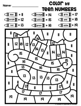 christmas color by number sheets