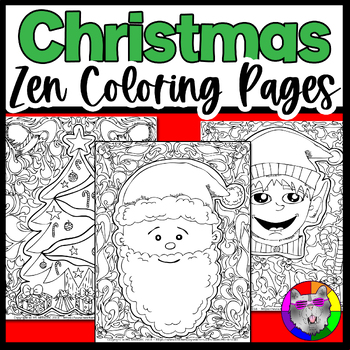 Preview of Christmas Coloring Pages, Zen Doodle Holiday Activity