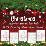 Christmas Coloring Pages for kids, 100 coloring illustrati