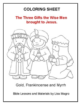 Christmas - Coloring Sheet - The Three Gifts the Wise Men brought to Jesus