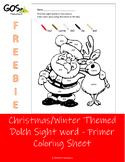 Christmas Coloring Sheet using Primer Sight Word list
