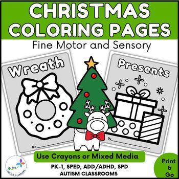 Preview of Christmas Coloring Sheets - Christmas Craftivity Pages - Special Education