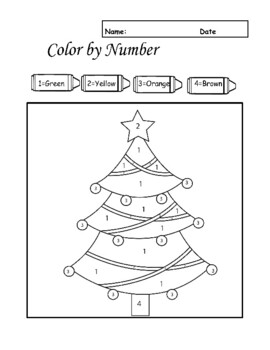 Christmas Coloring by number for Preschool and kindergarten by Banyan Tree