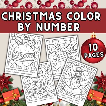 Christmas Coloring pages by numbers by DrSmarty | TPT