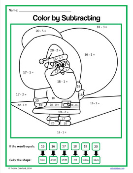 Christmas Color by Number (first grade) Color by Addition and Subtraction