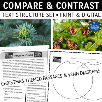 Preview of Christmas Compare and Contrast Reading Passages and Graphic Organizers