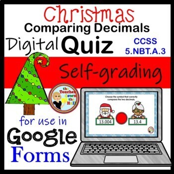 Preview of Christmas Comparing Decimals Google Forms Quiz