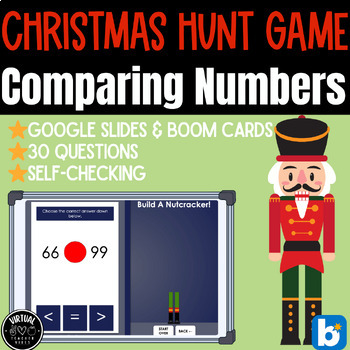 Preview of Christmas Comparing Numbers to 100 Game in Google Slides & BOOM Cards